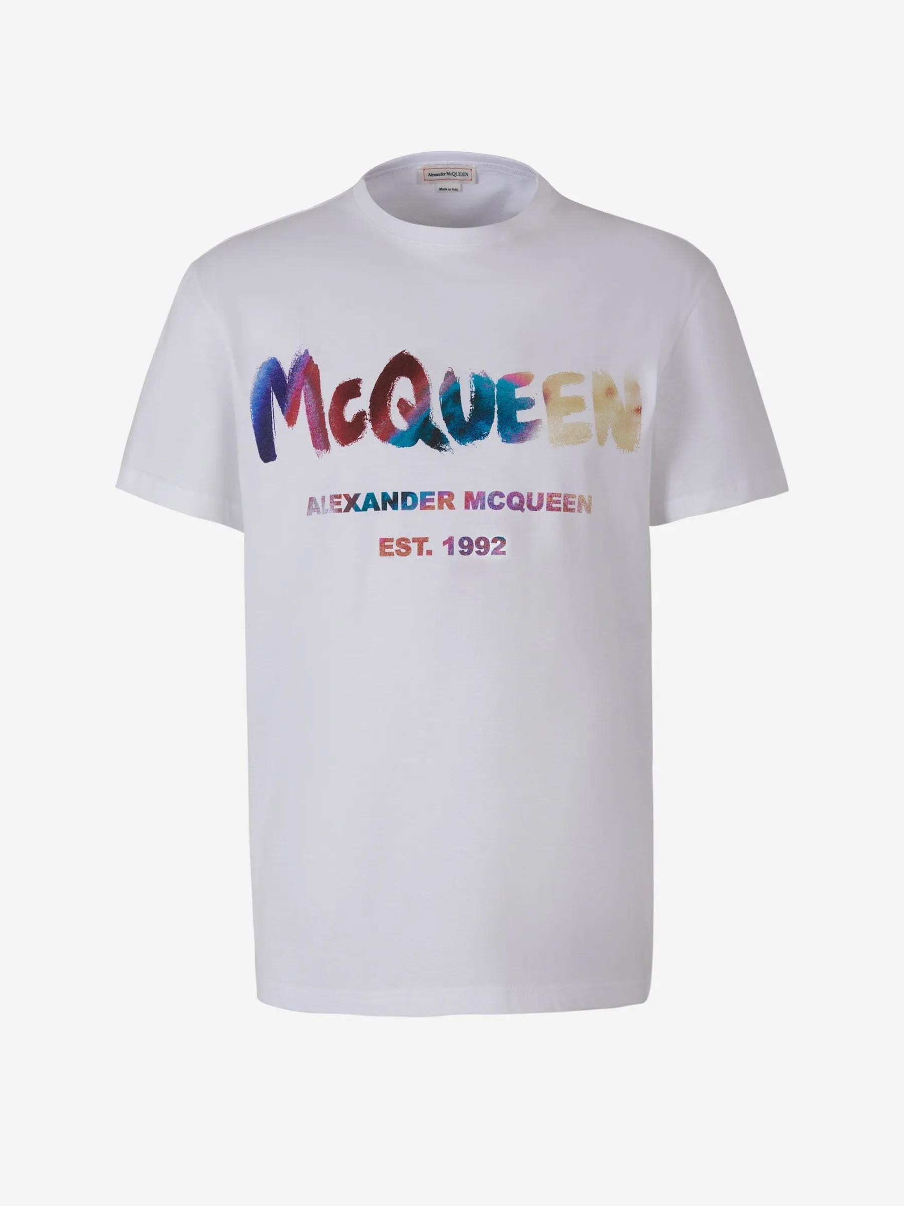Alexander McQueen Camiseta Logo Motivo Acuarela