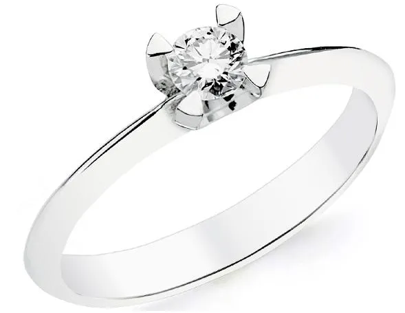 Anillo Oro Blanco Diamante 0,20 Qts
