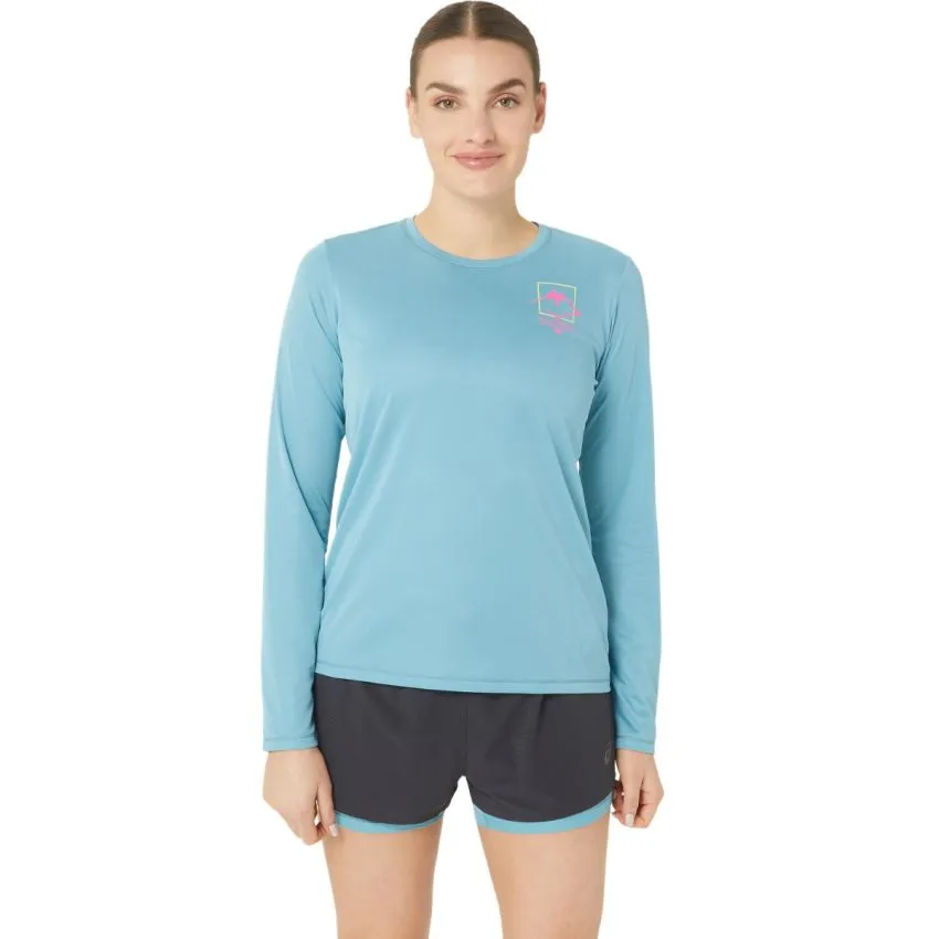 Asics Mujer Suéteres FujiTrail Logo LS Top Azul 