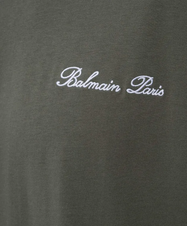 Balmain Green t-shirt with logo embroidery