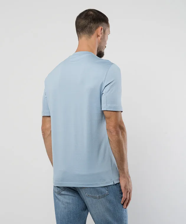 Brunello Cucinelli Blue t-shirt with logo emblem print
