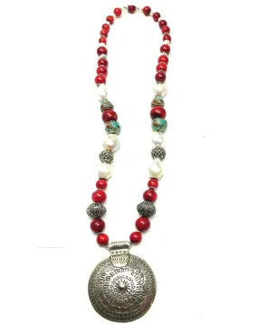 COLLARES PLATA MUJER LARGOS CORAL Y PERLA BARROCA - JOYERIAS MADRID