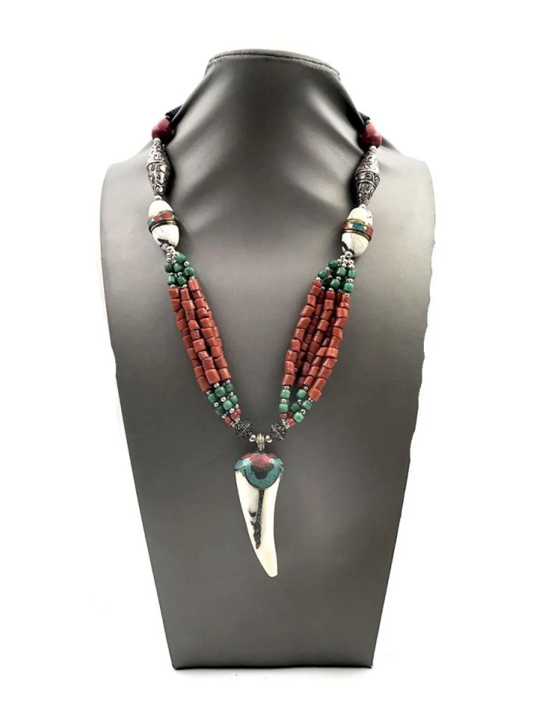 COLLARES TIBETANOS HOMBRE COLMILLO HUESO PIEDRAS, COLLARES ORIGINALES MODA IBIZA