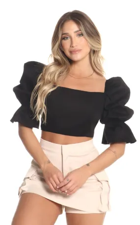 Cropped black blouse