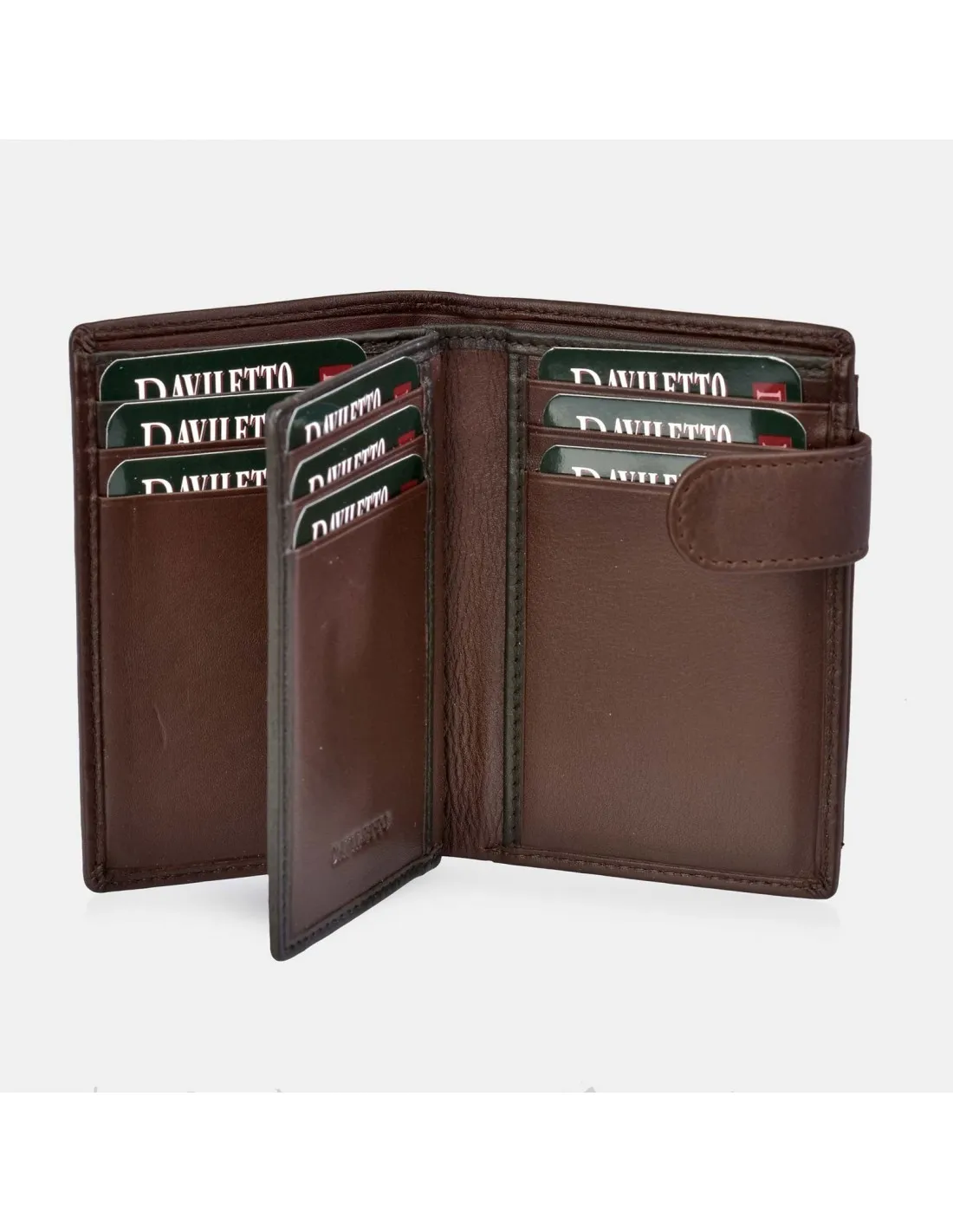 DAVILETTO Cartera con cierre para hombre en piel con tarjetero y monedero con estuche de regalo