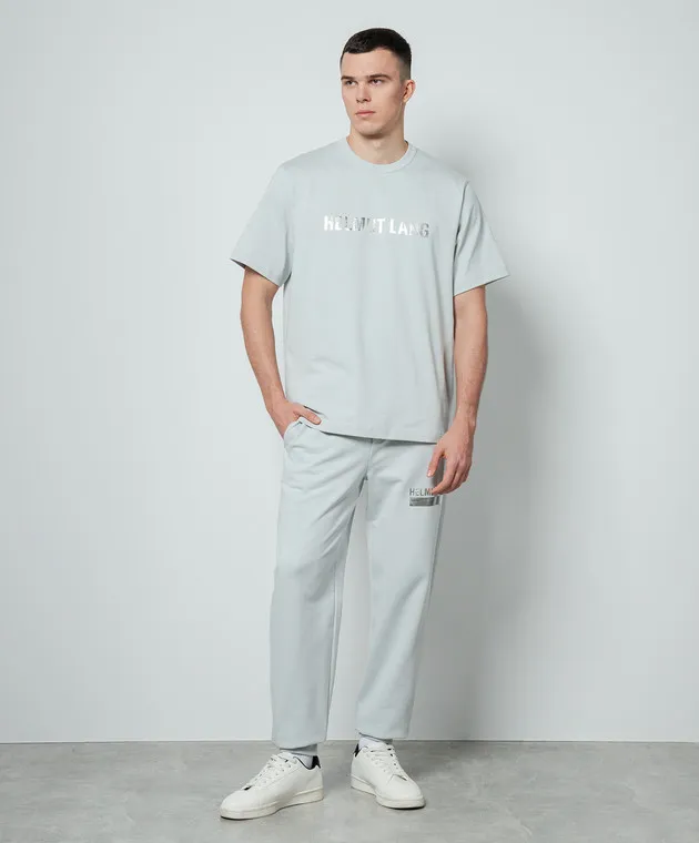 Helmut Lang Blue t-shirt with SPACE logo print