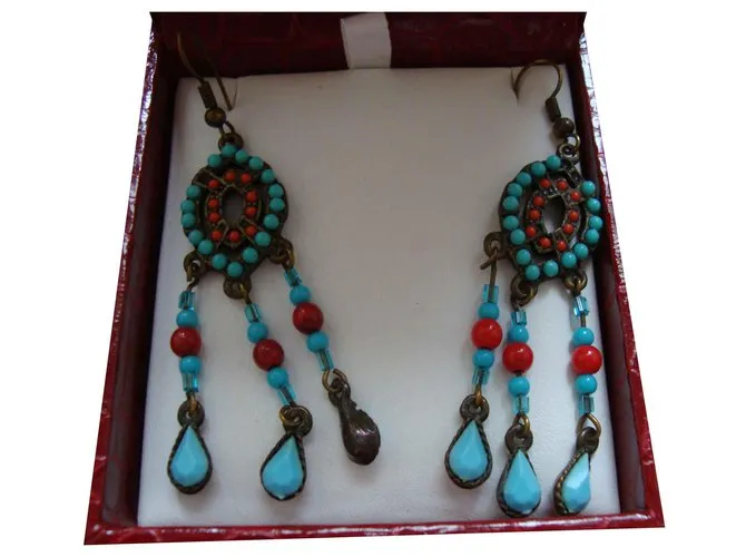 inconnue Collares pendientes Turquesa 