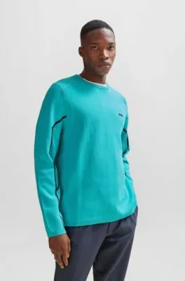 Jersey regular fit con puños de canalé en jacquard degradado 