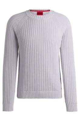 Jersey regular fit en canalé de algodón
