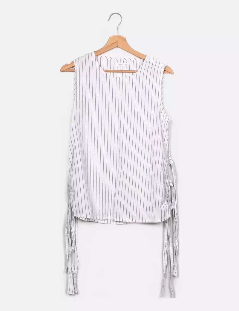 Mango Blusa blanca estampada lazadas