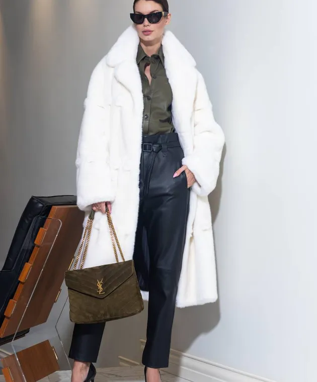 Simonetta Ravizza Khaki leather shirt