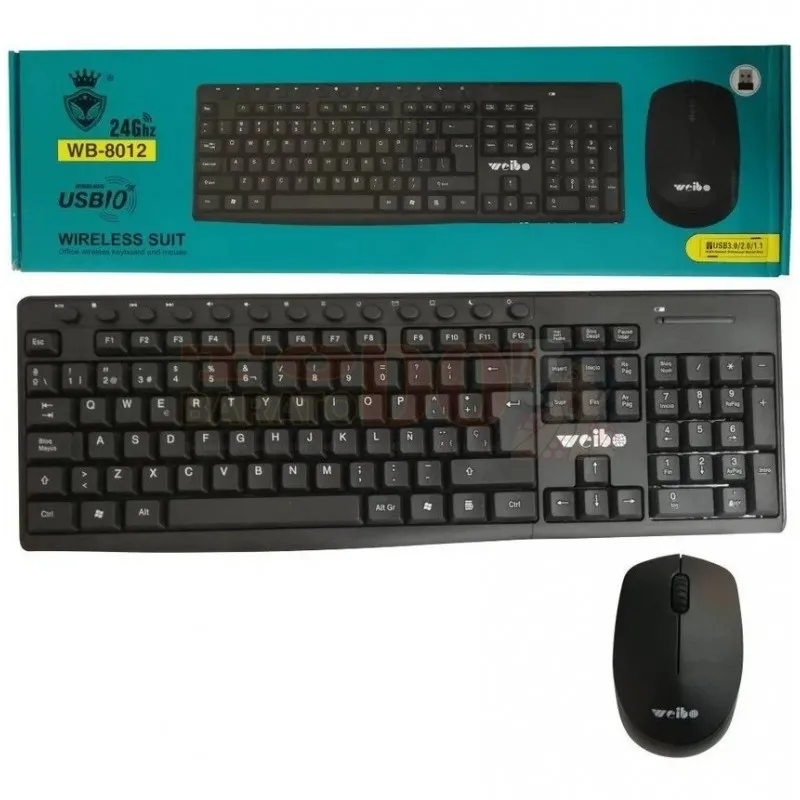 Teclado Inalambrico En Combo Para Pc Wb-8012 Color Negro