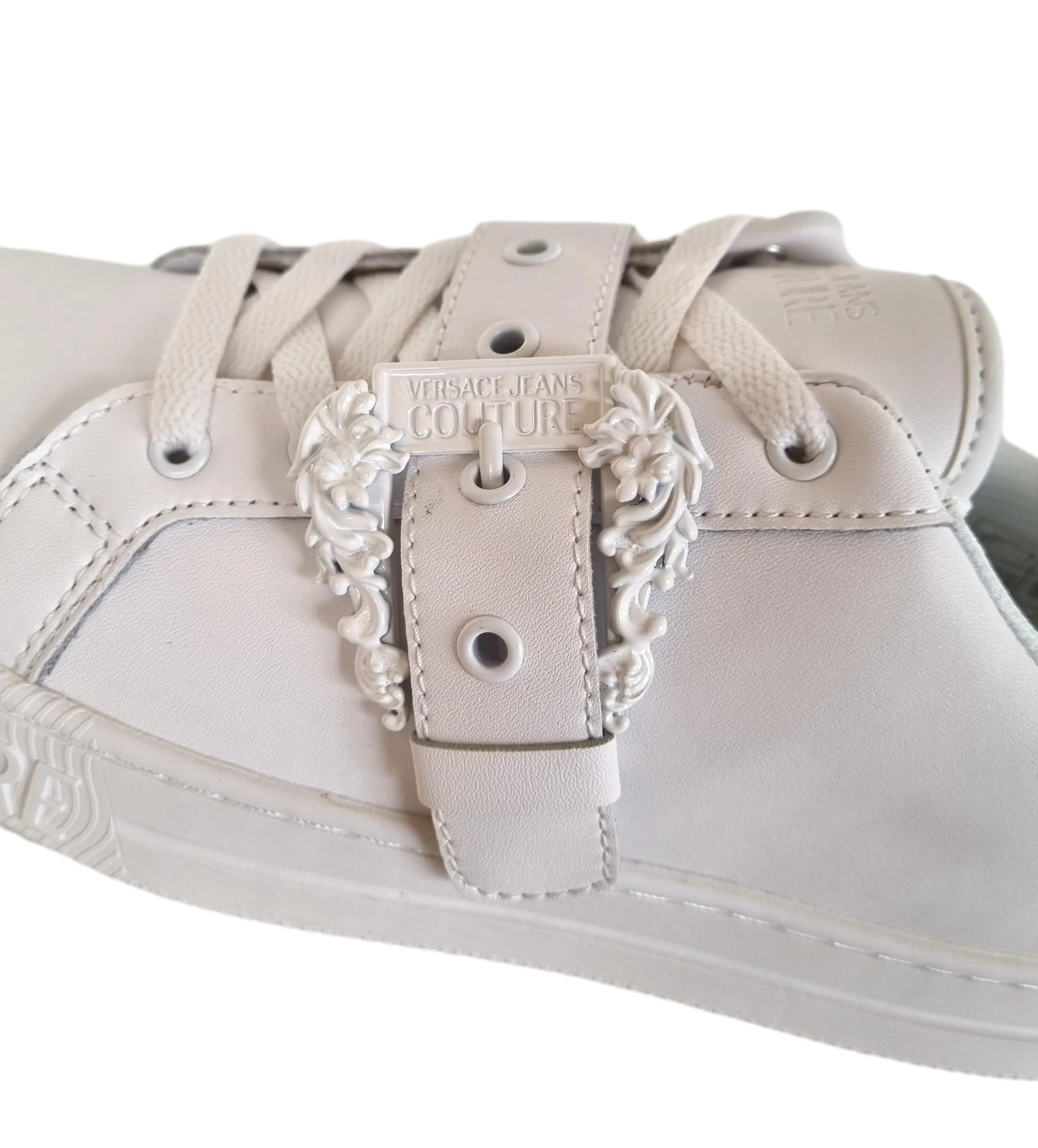 Versace Jeans Couture zapatos de mujer sneakers en cuero 74VA3SK9 Court blanco